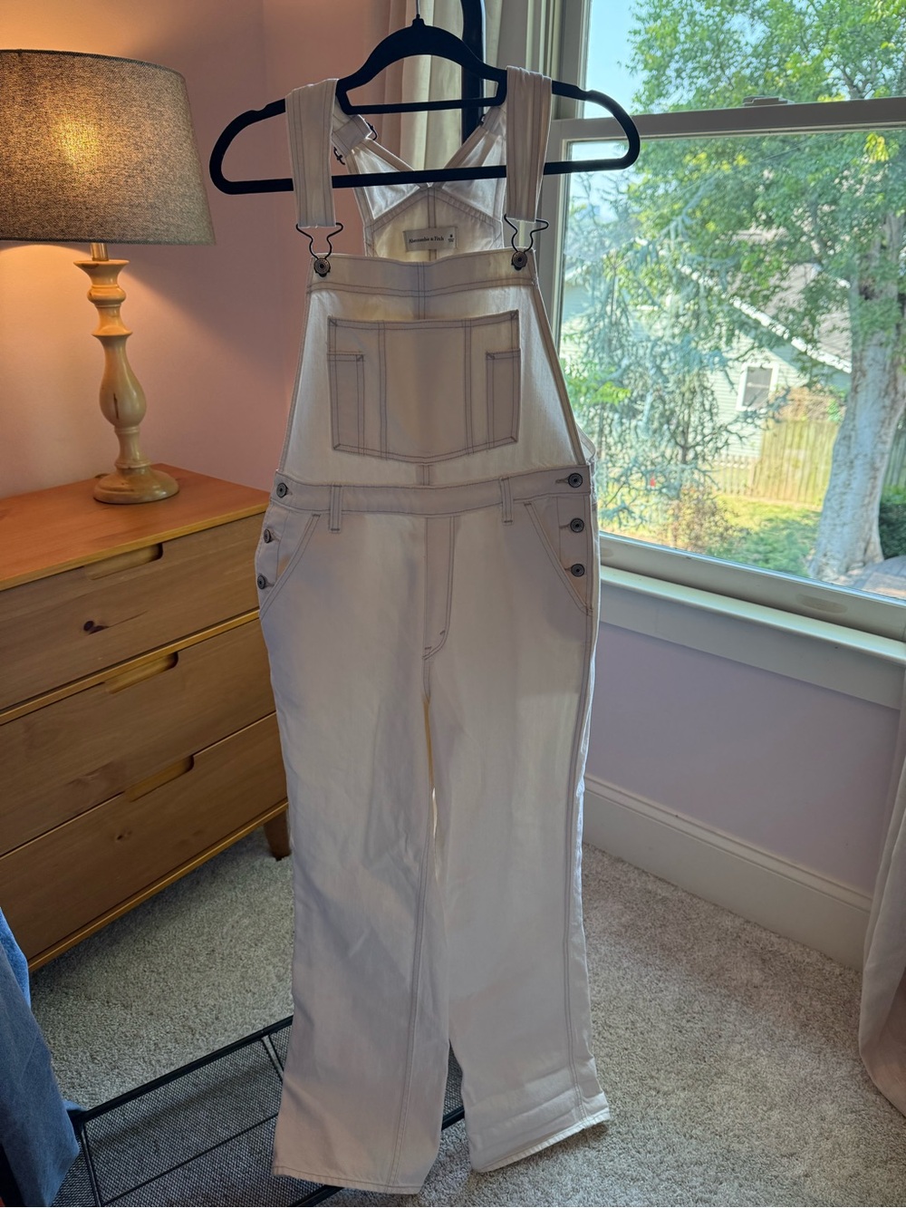 Abercrombie White Denim Overalls